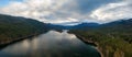 Aerial Panoramic View of Daisy Lake and Sea to Sky Highway in the Canadian Mountain Landscape