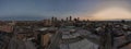 Aerial panoramic view of downtown Indianapolis during sunset