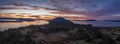 Aerial Panoramic View of a Dramatic Lummi Island Sunrise. Royalty Free Stock Photo