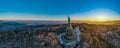 Aerial panoramic view of the famous Hermannsdenkmal - Hermann's Monument - in Detmold, Germany