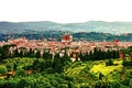 Aerial panoramic view of Florence skyline and tuscany countryside, Italy