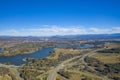Aerial panoramic view of Glenloch Interchange and Lake Burley in Canberra, Australia Royalty Free Stock Photo