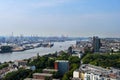Aerial panoramic view of Hamburg harbor Royalty Free Stock Photo