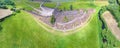 Aerial panoramic view of Hill of Crosses, Lithuania Royalty Free Stock Photo