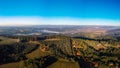 Aerial panoramic view at hills and valleys of Tualatin Valley