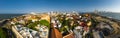 Aerial panoramic view of the historic city center of Cartagena, Colombia. Panorama of the old and new parts of the city Royalty Free Stock Photo