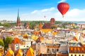 Panoramic view of historical buildings and roofs in Polish medieval town Torun Royalty Free Stock Photo