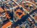 Aerial panoramic view of historical buildings and roofs in Polish medieval town Torun Royalty Free Stock Photo
