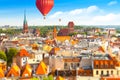 Panoramic view of historical buildings and roofs in Polish medieval town Torun Royalty Free Stock Photo