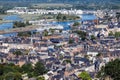 Aerial panoramic view of Honfleur from Plateau of Grace. Travel France, Normandy.