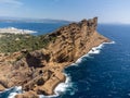 Aerial panoramic view on houses and sea near blue Calanque de Figuerolles in La Ciotat, Provence, France Royalty Free Stock Photo