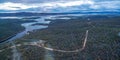 Aerial panoramic view of Lake Jindabyne at dusk, New South Wales Royalty Free Stock Photo