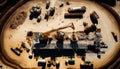 Aerial View Of A Large-Scale Construction Site With Heavy Machinery :Bird\'s Eye (Generative AI)