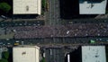 Aerial Panoramic View Of Largescale Public Gatherings : Drone Footage Bird\'s Eye (Generative AI) Royalty Free Stock Photo