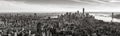 Aerial panoramic view of Lower Manhattan in Black & White, New York City Royalty Free Stock Photo