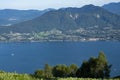 Panoramic view of Lake Maggiore near Luino, Italy