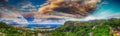 Aerial panoramic view of Mahe' mountains and Eden island, Seyche Royalty Free Stock Photo