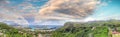 Aerial panoramic view of Mahe' mountains and Eden island, Seyche Royalty Free Stock Photo