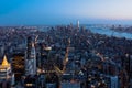 aerial panoramic view of Manhattan at night Royalty Free Stock Photo