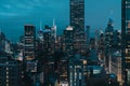 aerial panoramic view of Manhattan at night Royalty Free Stock Photo