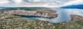 Aerial panoramic view with Maslenica bridge Royalty Free Stock Photo