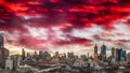 Aerial panoramic view of Melbourne skyline at dusk, Australia Royalty Free Stock Photo