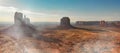 Aerial panoramic view of Monument Valley National Park at summer sunset, United States Royalty Free Stock Photo