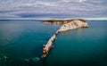 Aerial panoramic view of the Needles of Isle of WIght Royalty Free Stock Photo