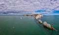 Aerial panoramic view of the Needles of Isle of WIght Royalty Free Stock Photo