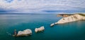 Aerial panoramic view of the Needles of Isle of WIght