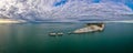 Aerial panoramic view of the Needles of Isle of WIght Royalty Free Stock Photo