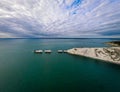 Aerial panoramic view of the Needles of Isle of WIght Royalty Free Stock Photo