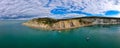 Aerial panoramic view of the Needles of Isle of WIght