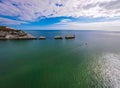 Aerial panoramic view of the Needles of Isle of WIght Royalty Free Stock Photo