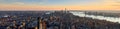 Panoramic view of New York City at Sunset . Brooklyn left, Midtown and Lower Manhattan center with Jersey City right Royalty Free Stock Photo