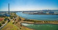 Aerial panoramic view of Newport Power Station, West Gate Bridge