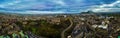 Aerial panoramic view of old city area of Edinburgh in spring Royalty Free Stock Photo