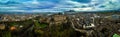 Aerial panoramic view of old city area of Edinburgh in spring Royalty Free Stock Photo