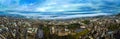 Aerial panoramic view of old city area of Edinburgh in spring Royalty Free Stock Photo