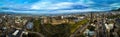 Aerial panoramic view of old city area of Edinburgh in spring Royalty Free Stock Photo