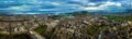 Aerial panoramic view of old city area of Edinburgh in spring Royalty Free Stock Photo