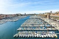 Aerial panoramic view on old port in Marseille Royalty Free Stock Photo