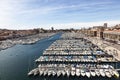 Aerial panoramic view on old port in Marseille Royalty Free Stock Photo