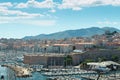 Aerial panoramic view on old port in Marseille Royalty Free Stock Photo