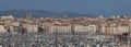 Aerial panoramic view on old port in Marseille, France Royalty Free Stock Photo