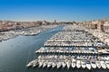 Aerial panoramic view on old port in Marseille Royalty Free Stock Photo