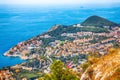 Aerial panoramic view of the old town of Dubrovnik from Srd mountain on a sunny day Royalty Free Stock Photo