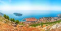 Aerial panoramic view of the old town of Dubrovnik from Srd mountain on a sunny day Royalty Free Stock Photo