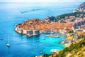 Aerial panoramic view of the old town of Dubrovnik  on a sunny day Royalty Free Stock Photo