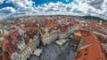 aerial panoramic view of Old Town Square neighborhood timelapse in Prague from the top of the town hall Royalty Free Stock Photo